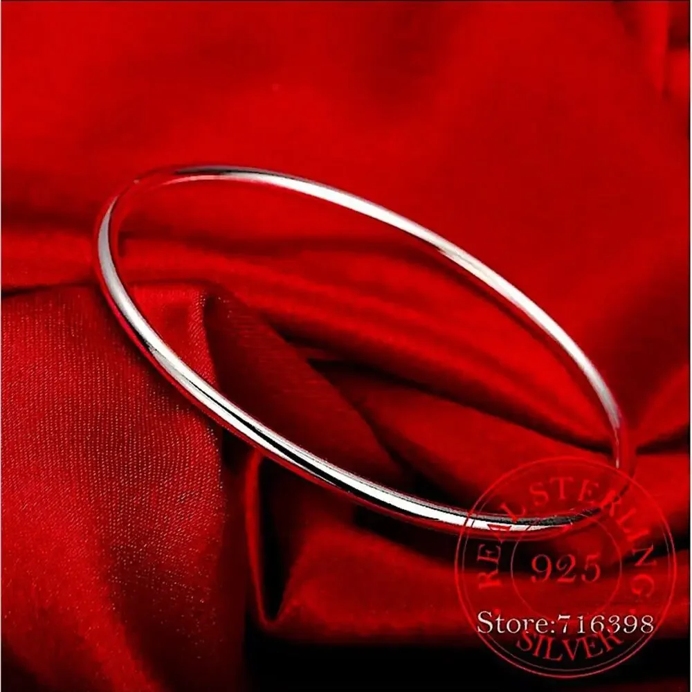 Sterling Silver Thin Minimalist Bangle Stackable Bracelet